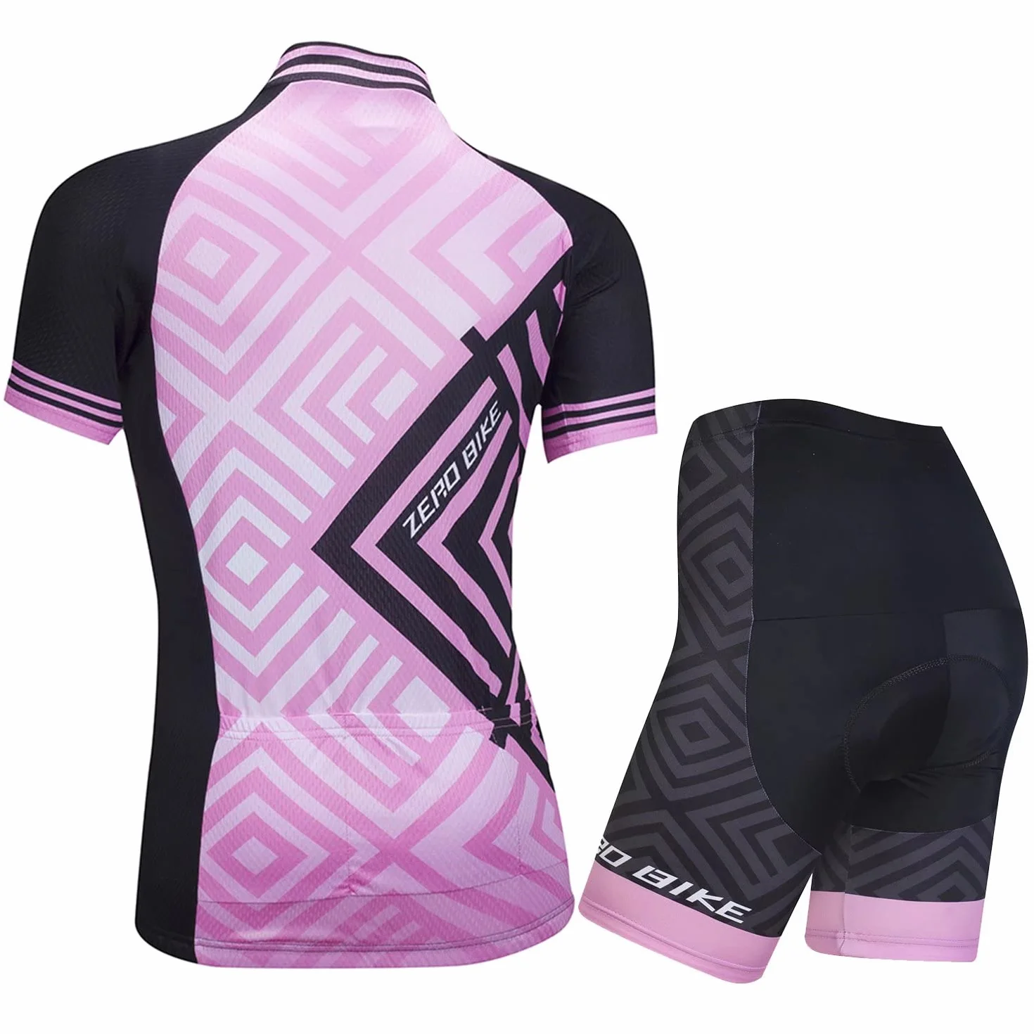 Donne Ciclismo Ciclismo Traspirante ad asciugatura Rapida Maglie Set, Jersey Ciclo Manica Corta Giacca + 3D Cuscino Imbottito Stretto Pantaloncini Pantaloni