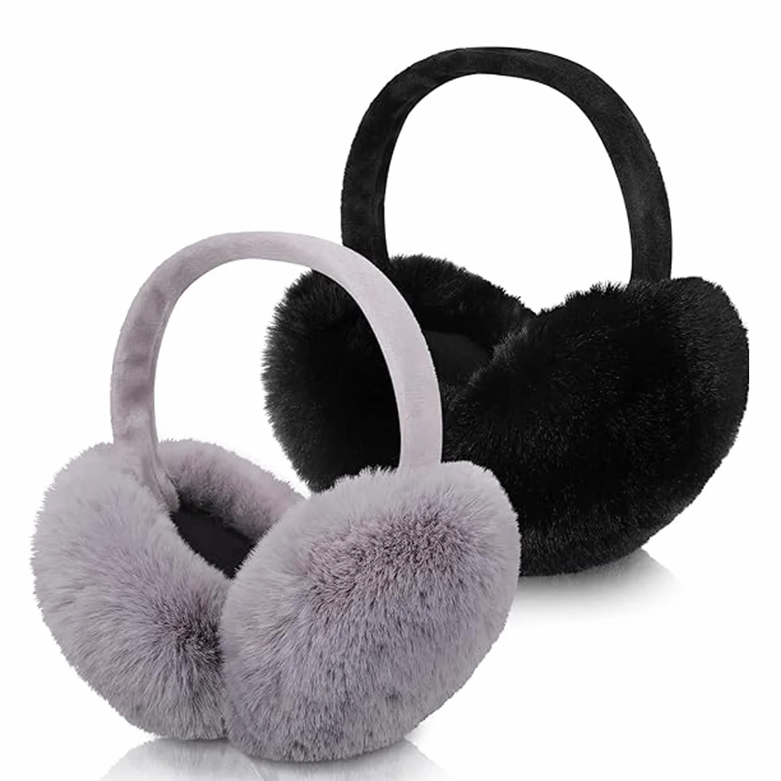 2 Pcs Paraorecchie Donna, Scaldaorecchie Invernali Plush Earmuffs Caldo Peluche Morbidi Pieghevole per Donne, Uomini e Ragazze