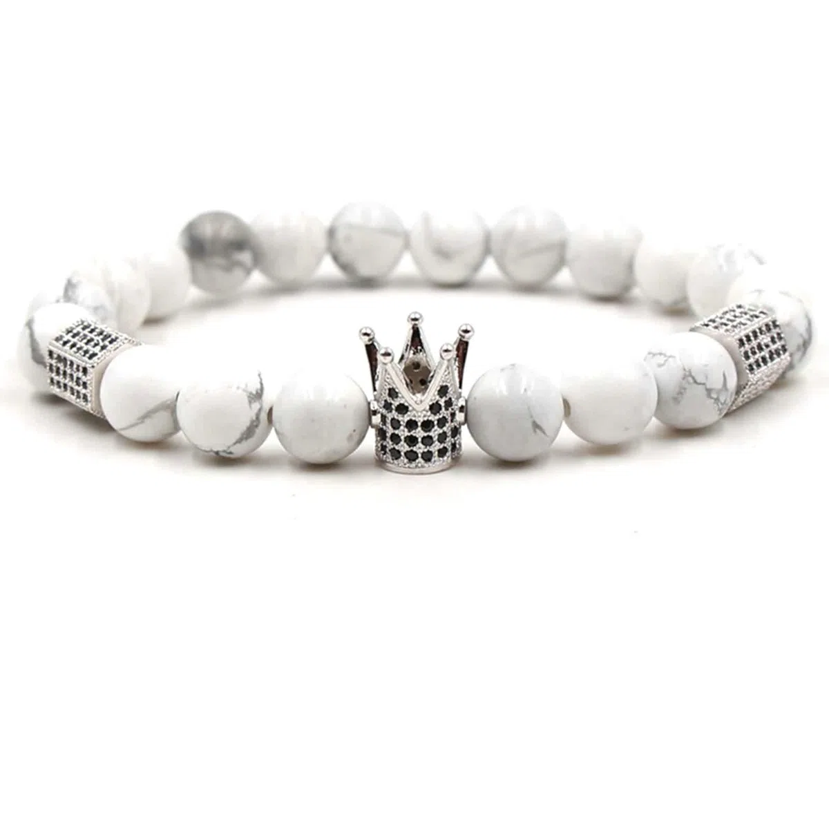 WXKAGF Braccialetti con Perline, Bracciale in Pietra con Bracciale con Perline Elasticizzate a Corona 19 cm