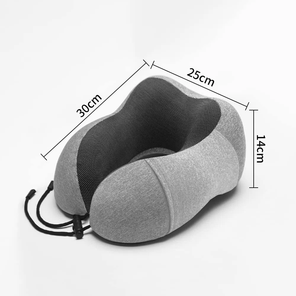 Gvolatee Cuscino da Viaggio Memory Foam, Cuscino Cervicale da Viaggio Tightness Regolabile, Cuscino Collo da Viaggio Supporto，Perfetto per Auto Aereo Ufficio e Domestico(grigio)