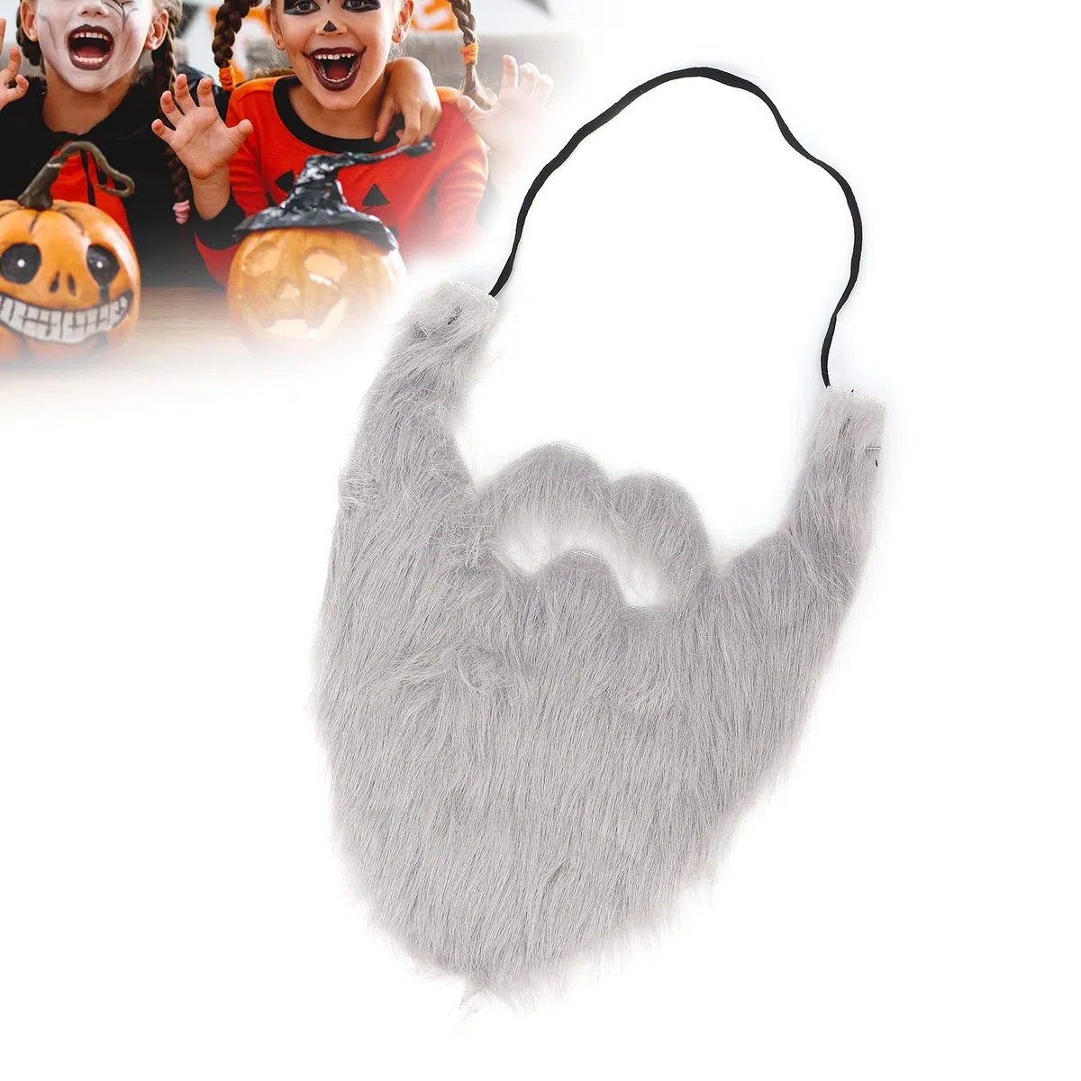 Barba Finta Festa di Halloween, Costume Facciale Barba Finta Maschile Baffo Finto per Forniture per Feste Grigio