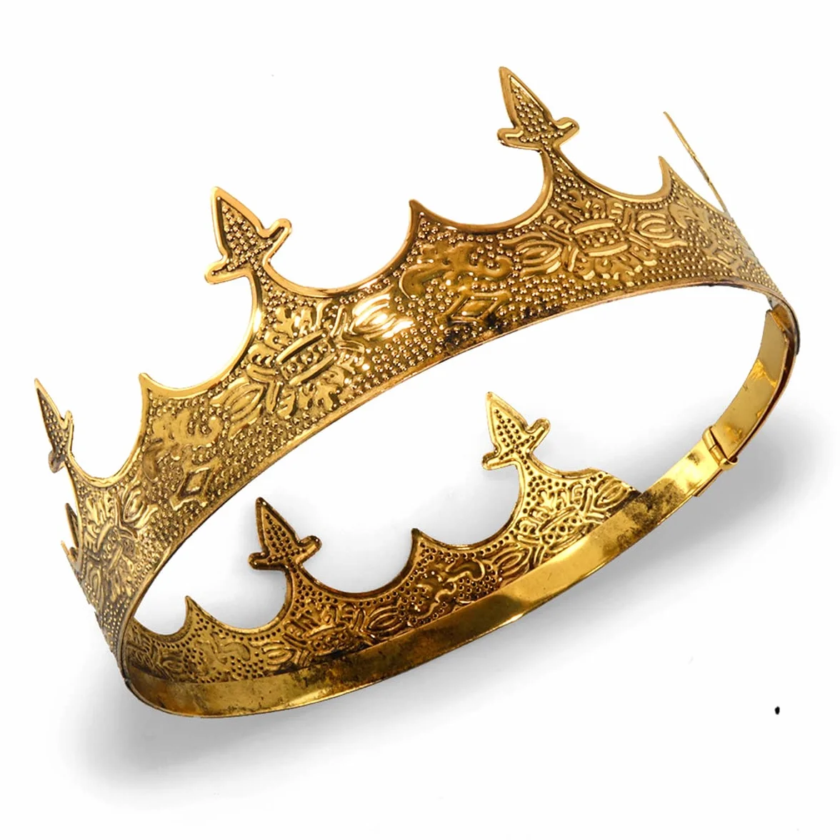 Corona capelli gioielli re reale diadema uomini metallo grandi diademi per Halloween costume (Oro Scuro)