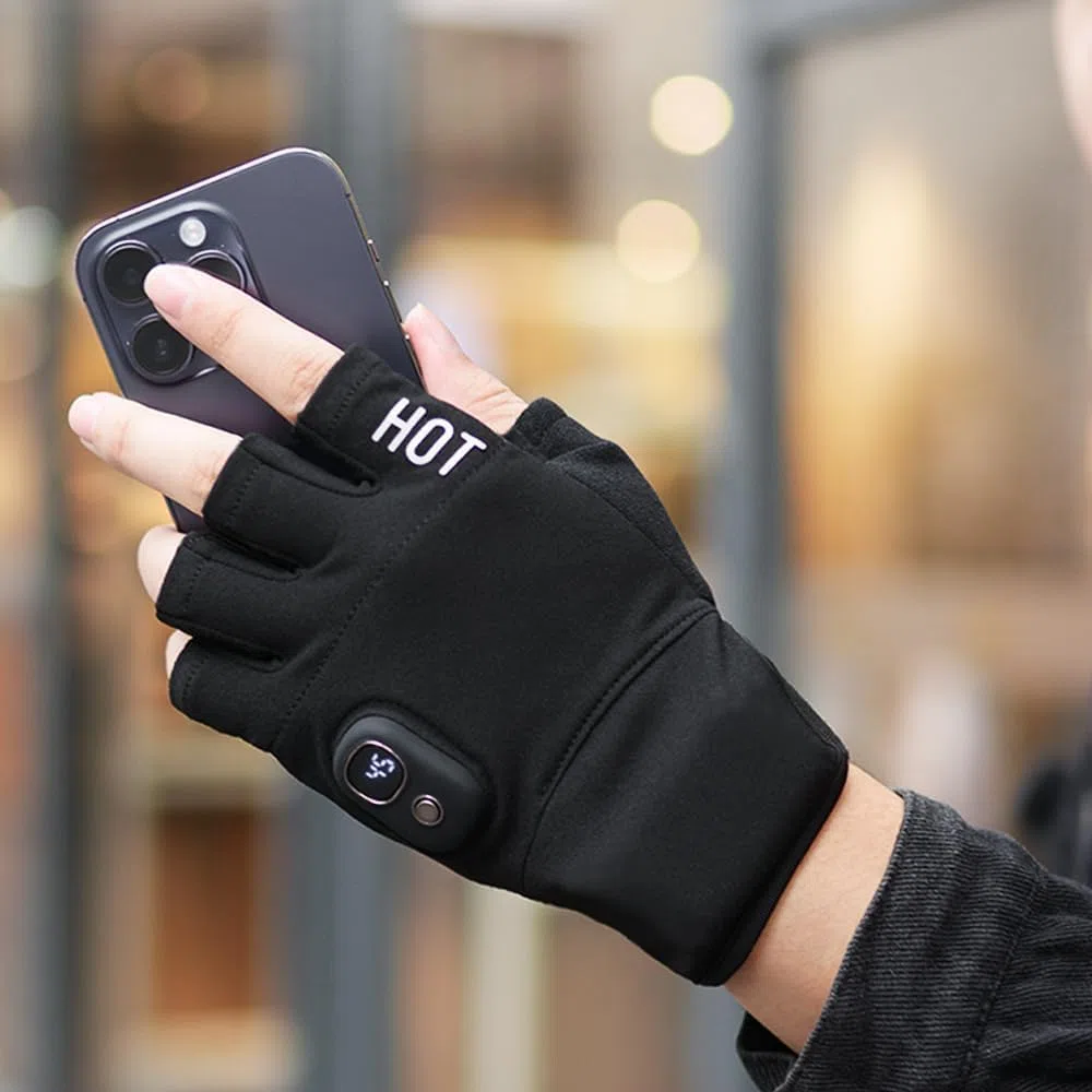 OBEST Guanti Riscaldabili Invernali per Uomo/Donna,Guanti Mezze Dita Riscaldati 3 Livello,Ricarica USB, Riscaldamento Continuo per 4 Ore,Impermeabili,Idea per Corsa, Ciclismo, Arrampicata, Lavoro,Sci