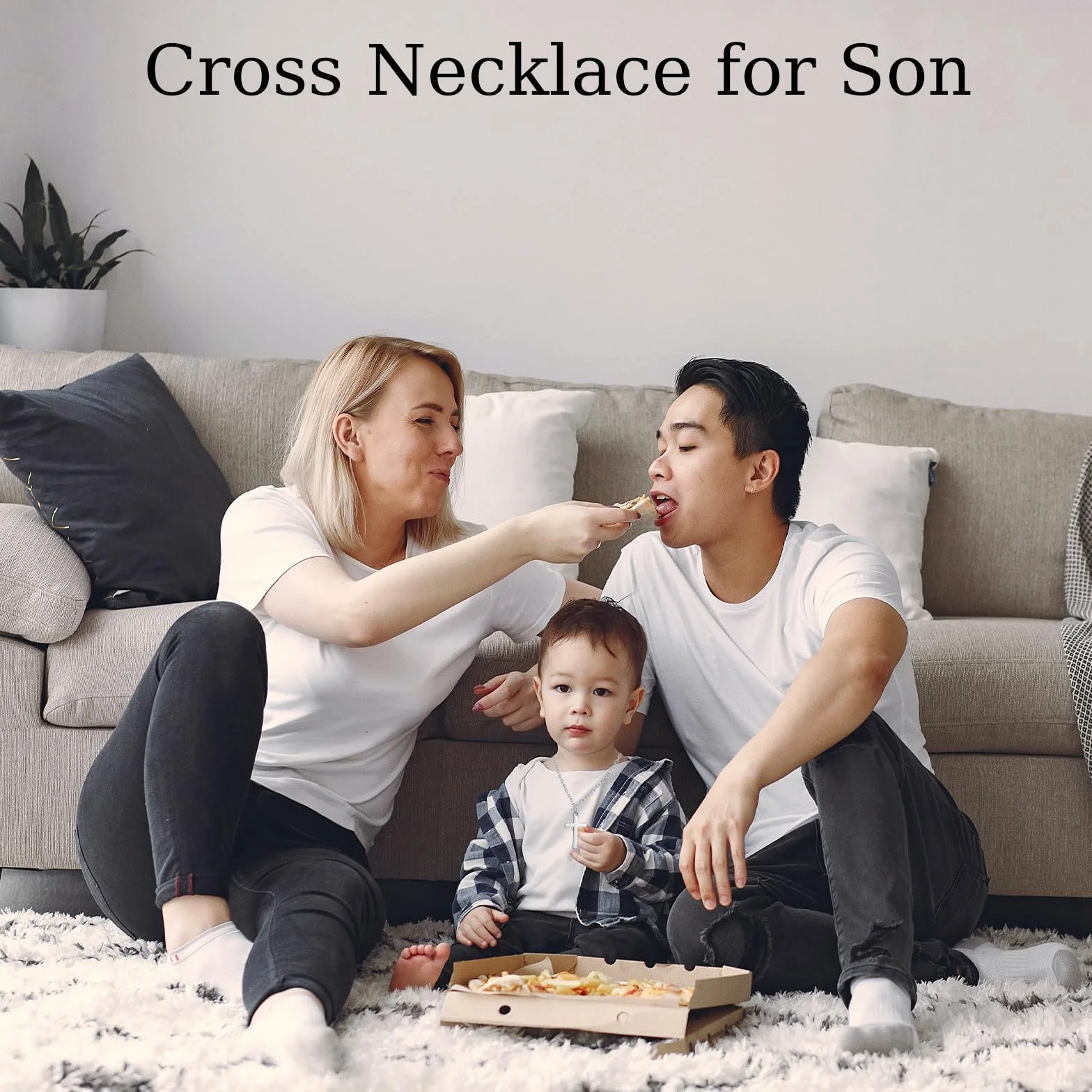 Regalo di battesimo per ragazzo, collana con croce, regalo per comunione, cresima, battesimo, per ragazzi, catena in argento con ciondolo a forma di croce per figlio, nipote, Natale, Pasqua