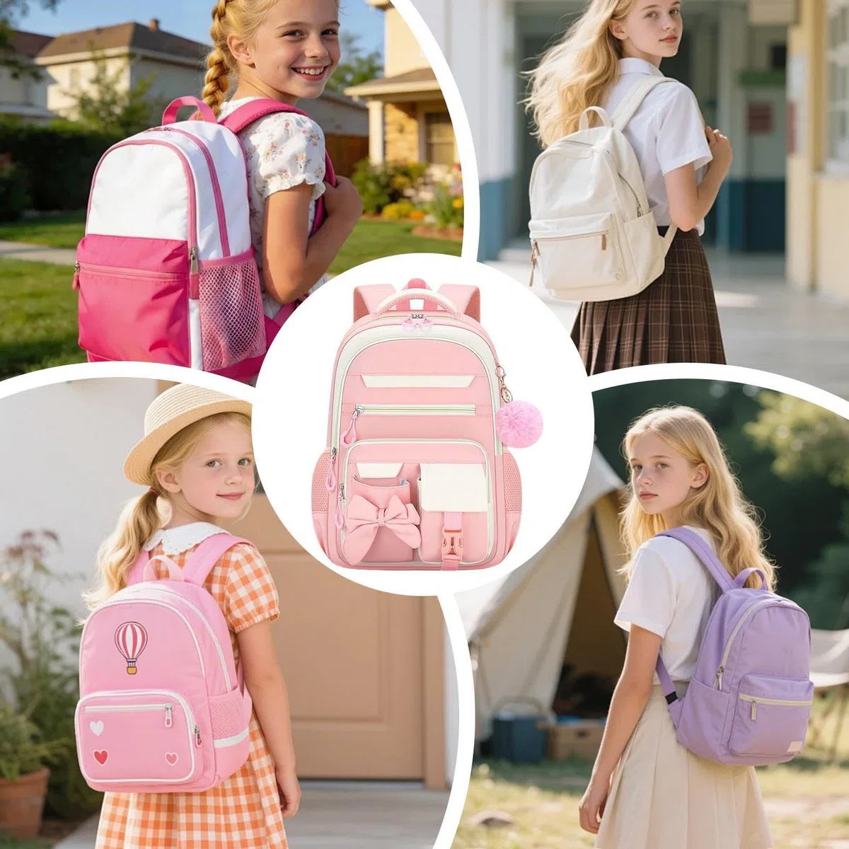 Zaino Scuola Per Bambine E Ragazze Zaino Da Viaggio Scolastico Antifurto | Zaino scuola elementare primaria per Studenti delle Elementari, Materna, Asilo, Bambini e Ragazz