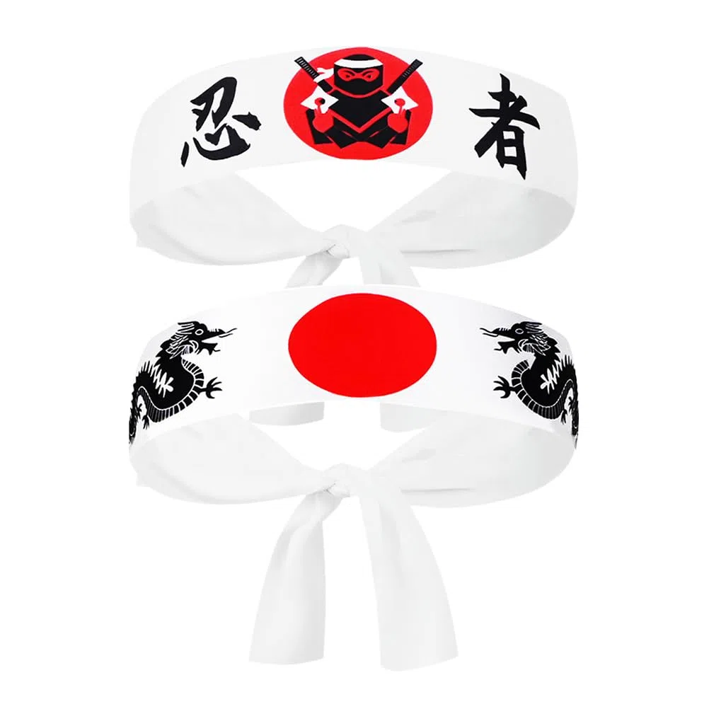 Alipis 2 Fasce Giapponesi Chef Sushi Hachimaki Per Karate Bandana Chef Sushi Cravatta In Costume Cerchio Capelli Drago Per Il Karate Halloween Sushi Stile A
