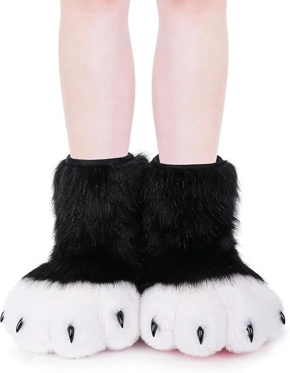 Gatto Lupo Cane Volpe Piedi pelosi Zampa, Piedi Zampa Artiglio Scarpe Stivali pelosi, Accessori per costumi per cosplay per adulti