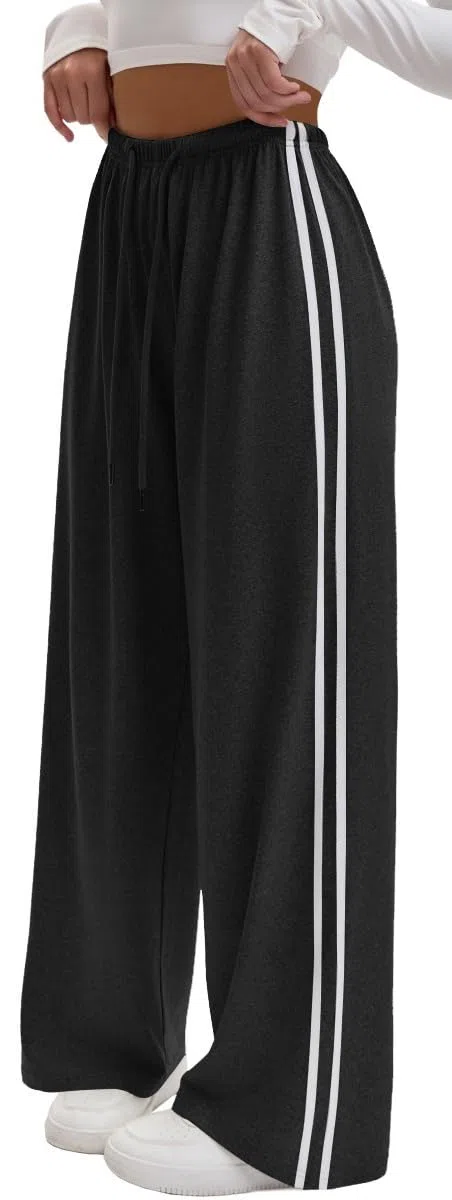 WINKEEY Pantaloni Tuta Donna Larghi Vita Alta con Tasche Pantaloni Sportivi Leggeri e Comodi Jogging Casual Fitness Palestra
