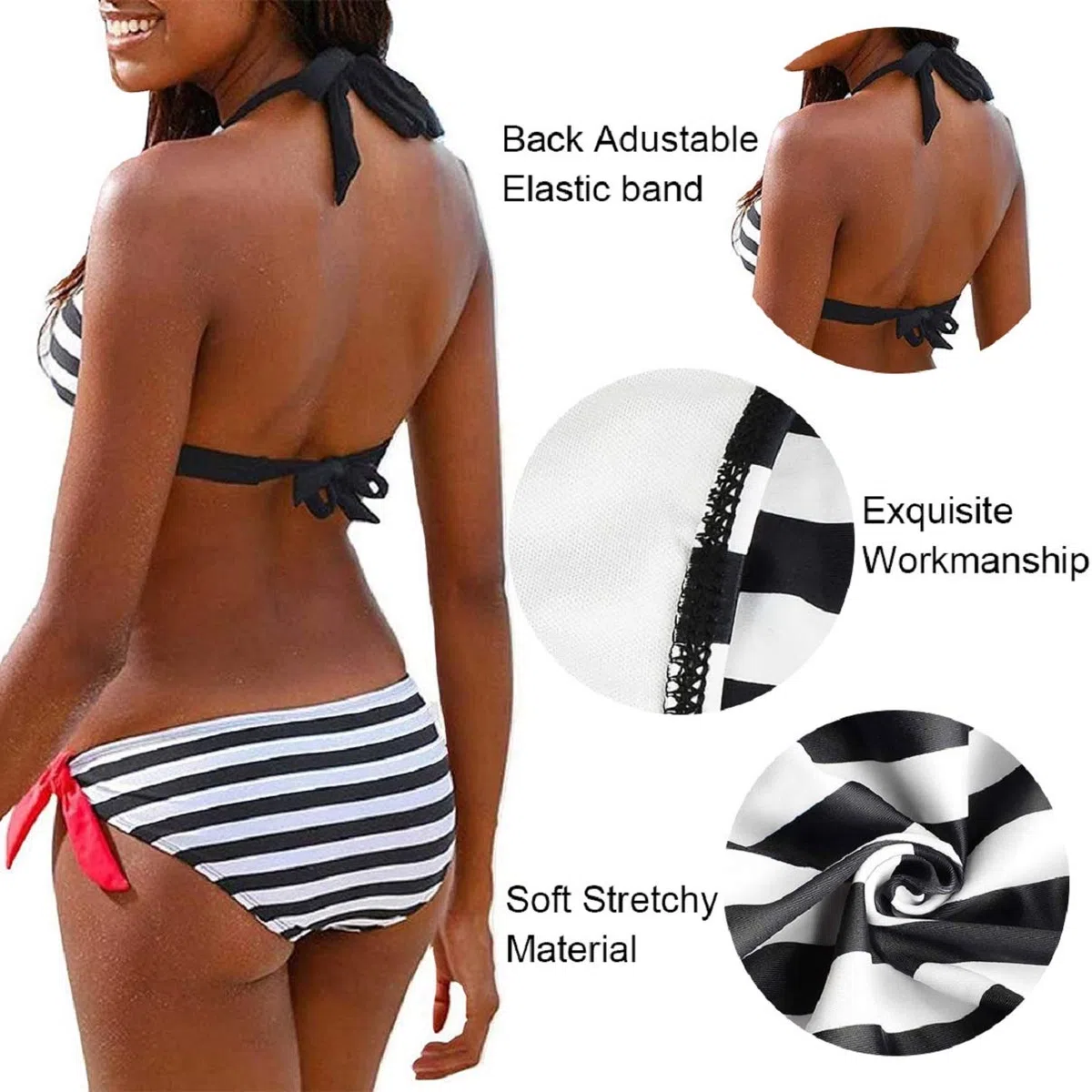 Voqeen Costumi da Bagno Donna Mare Due Pezzi Push Up Bikini Costume da Bagno Halter Capestro Bendare Bandeau Top Sexy Abito da Bagno Spiaggia Estiva Beachwear Swimwear Swimsuit