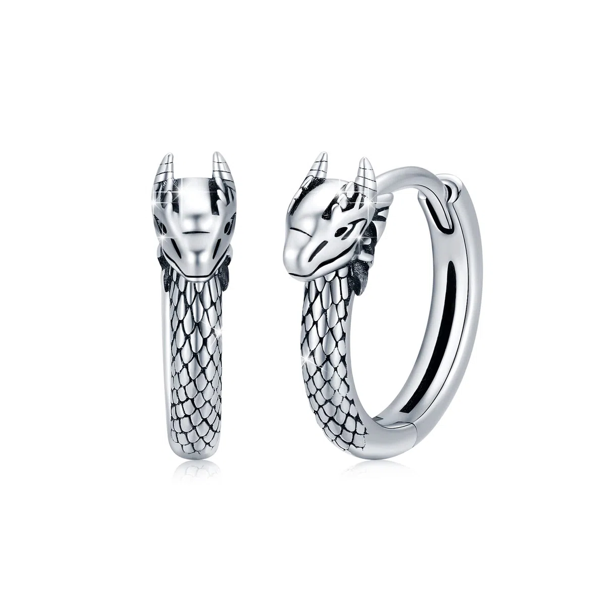 Orecchini a forma di drago in argento Sterling 925, gioielli punk, orecchini di Halloween, animali personalizzati, piccoli orecchini a cerchio per donne e uomini, regalo per fidanzata fidanzato