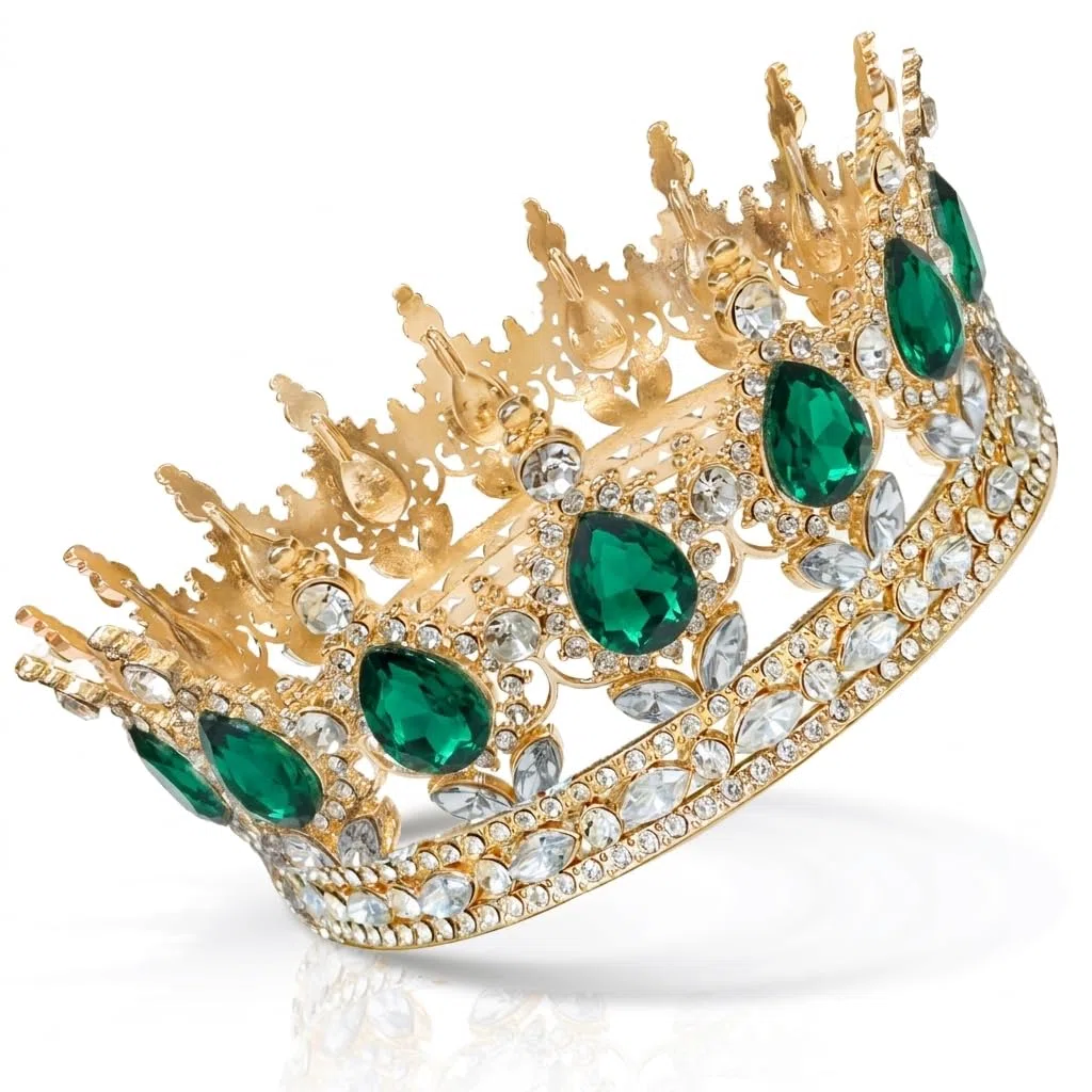 Corona Regina, Diadema da Sposa Scintillante, Tiara Barocca con Cristalli per Matrimoni, Feste Compleanno, Ricordi Viaggio, Festività, Fiere e Altro Ancora