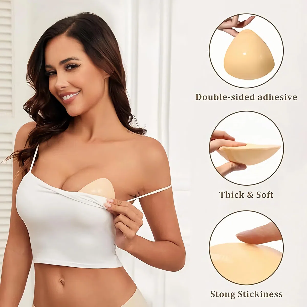 DabbOo 2 Pezzi Coppe Adesive Seno Push Up Silicon Imbottitura Reggiseno Cuscinetti Push up Riutilizzabili Coppe Push Up Adesive Adatti per Bikini da Donna, Matrimonio