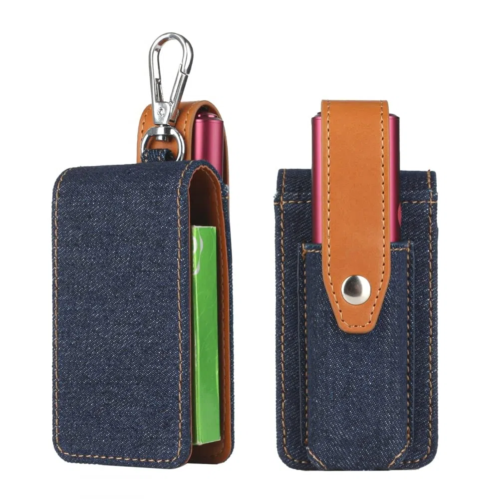 Custodia per Sigaretta Elettronica per IQOS ILUMA ONE per IQOS MULTI, Portasigarette in Pelle, Custodia Protettiva Antiurto Resistente ai Graffi (Denim blu scuro)