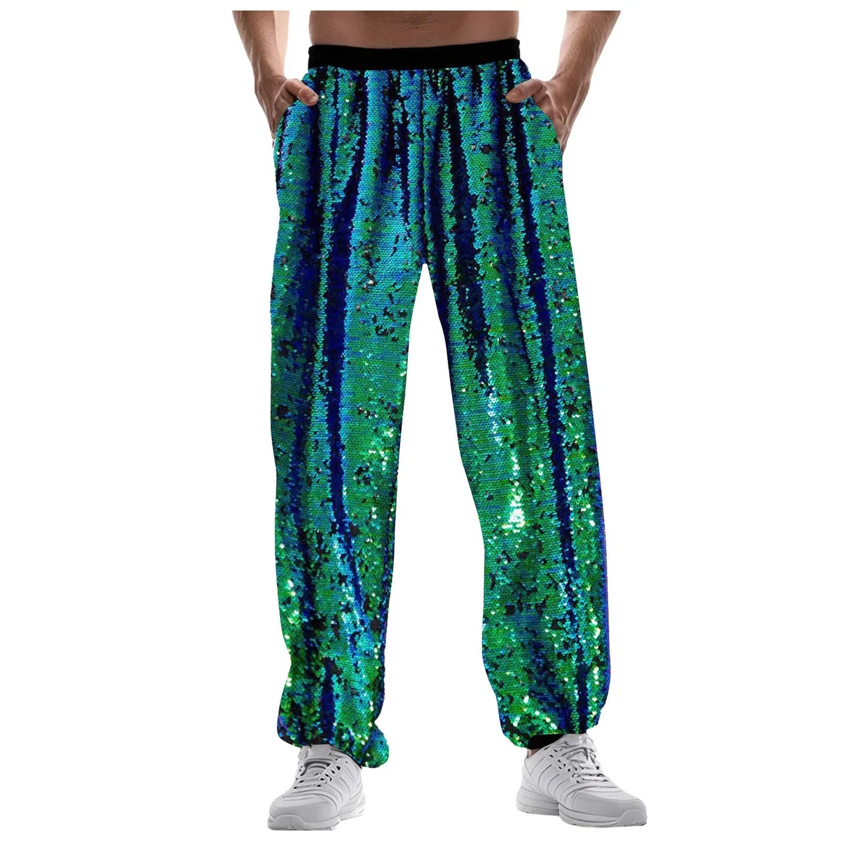 Generisch Pantaloni estivi da uomo, in lino, a gamba larga, leggeri, traspiranti, con elastico, stile boho, casual, A118
