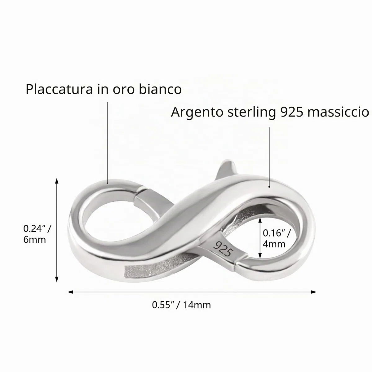 ALEXCRAFT 925 Sterling Silver Lobster Claw Chiusure Chiusure per gioielli per collana Bracciale Cavigliera Creazione di gioielli fai da te