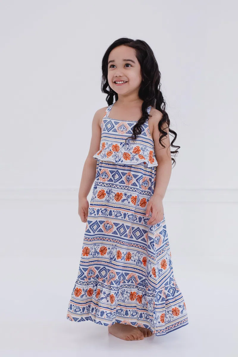 Disney Tutina coordinata con stampa geografica Re Leone Mommy & Me, maxi vestito e pantaloni, per neonati e adulti