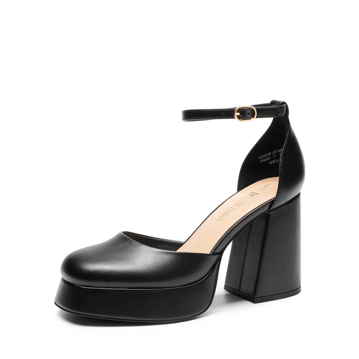 DREAM PAIRS Scarpe da Donna con Tacco a Blocco, Plateau, Tacco Alto, Cinturino alla Caviglia, Eleganti, da Sposa e Festa