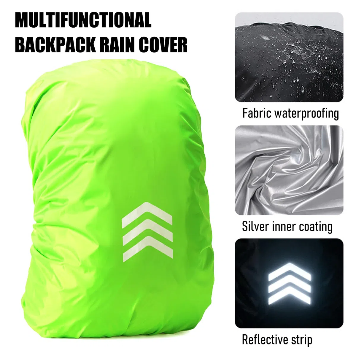 2 Pezzi Copri Zaino per Pioggia 30-40l, Coprizaino Impermeabile con Strisce Riflettenti, Antiabrasivo Coprizaino Scuola Antipioggia per Ciclismo, Escursionismo, Viaggi, attività All'Aperto