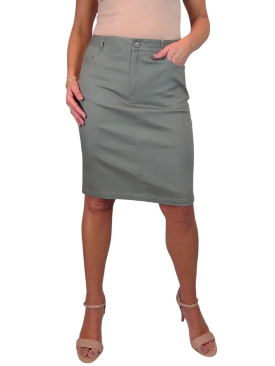 Paulo Due Gonna A Tubino Stile Jeans Elasticizzato in Cotone Pesante da Donna Casual 42-52