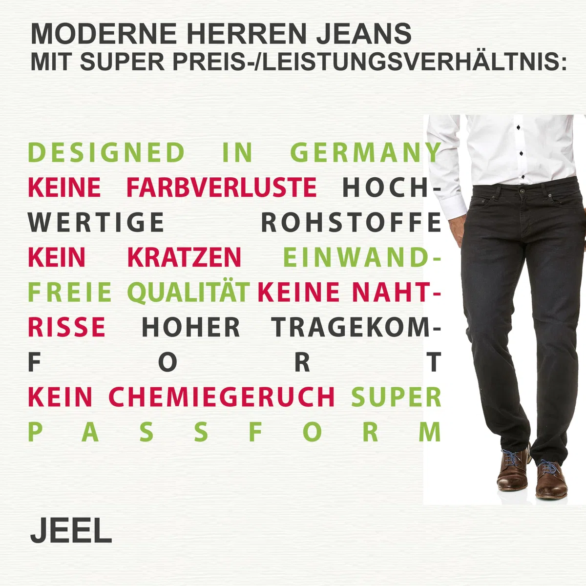 JEEL Jeans da Uomo - Taglio Regular Dritto - Elasticizzata - Jeans Basic Lavato