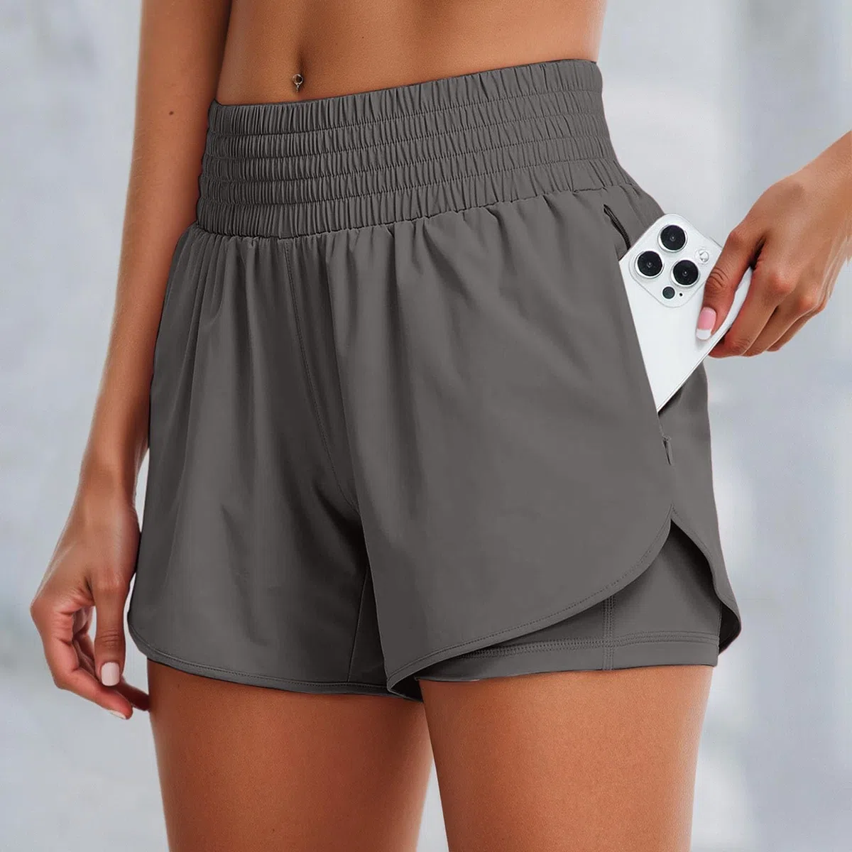 Generico Pantaloni Donna Estivi Corti Pantaloncini da Corsa A Vita Alta da Donna Pantaloncini Sportivi da Allenamento con Tasche Pantaloncini Estivi da Palestra E Yoga