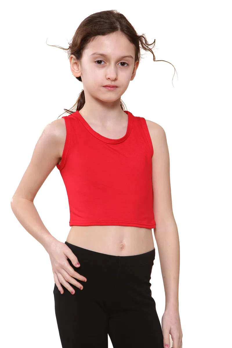 Gum & Berries Bambini Ragazze Neon Fluorescente Gilet Crop Top T-Shirt Tee Top Abbigliamento da Ballo Ginnastica Travestimento età 5-14 Anni