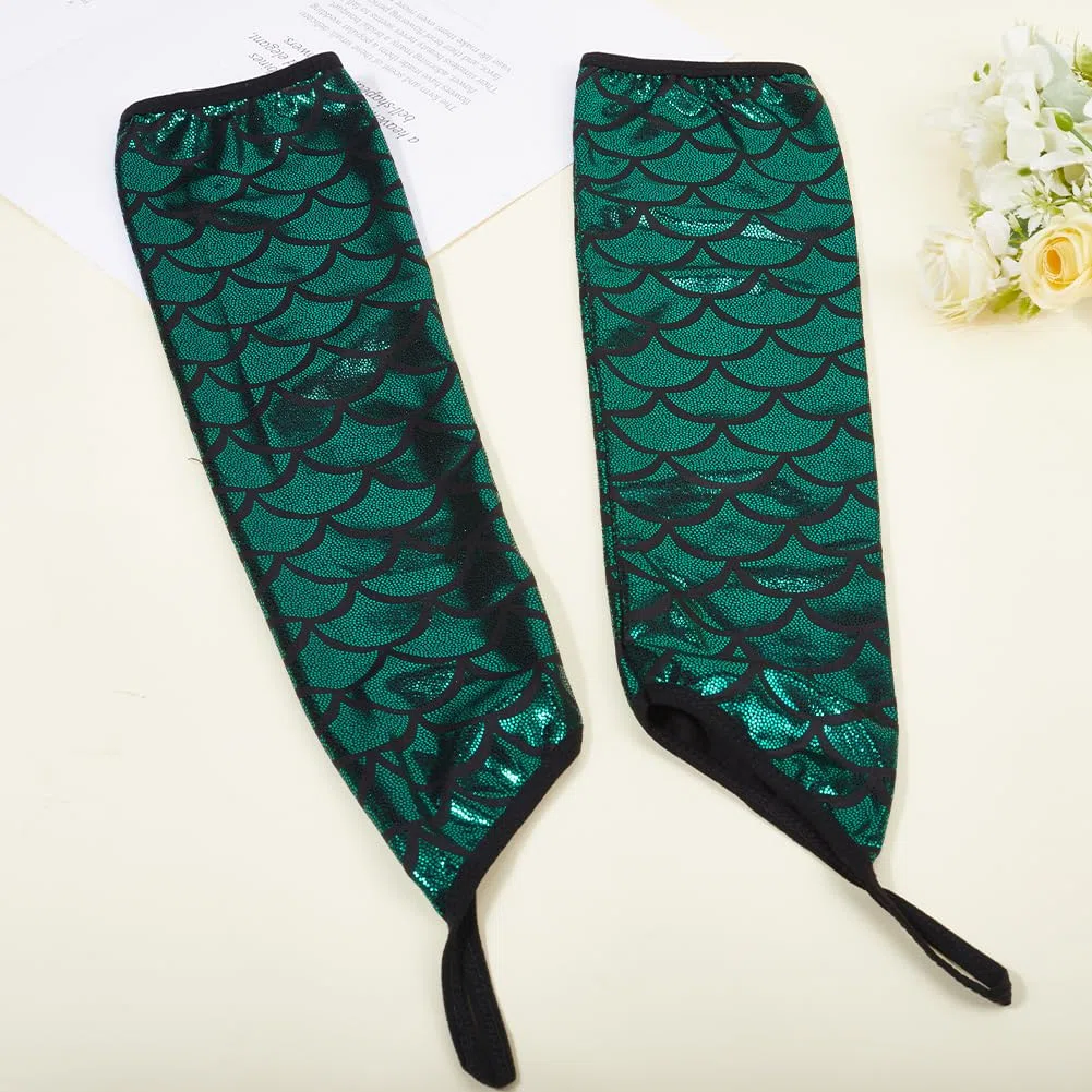 Fingerless Gloves Metallic Sparkly Mermaid Glove Summer Long Glitter Fashion Fish Scale Arm Sleeves Stage Mittens Bulk for Women Cosplay Costume Rave Party Birthday Accessories