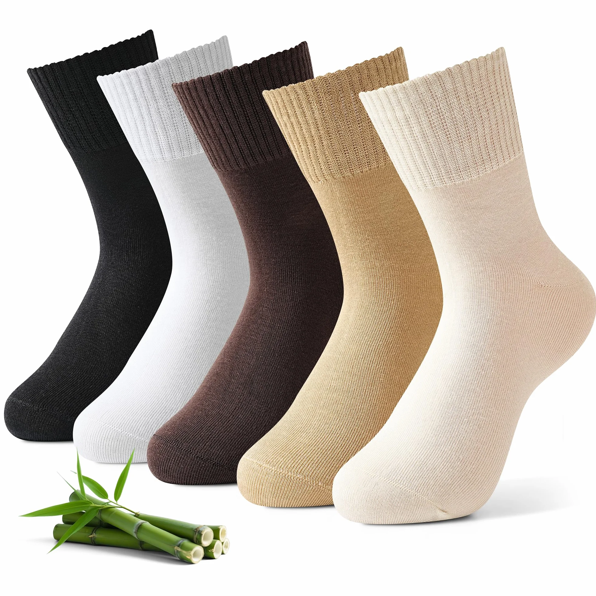 Jeasona 5 Paia Calzini Bambù Donna 39-42 Crew Calzini Donna Senza Cuciture Carino Caviglia Sopra Quarto Lunghezza