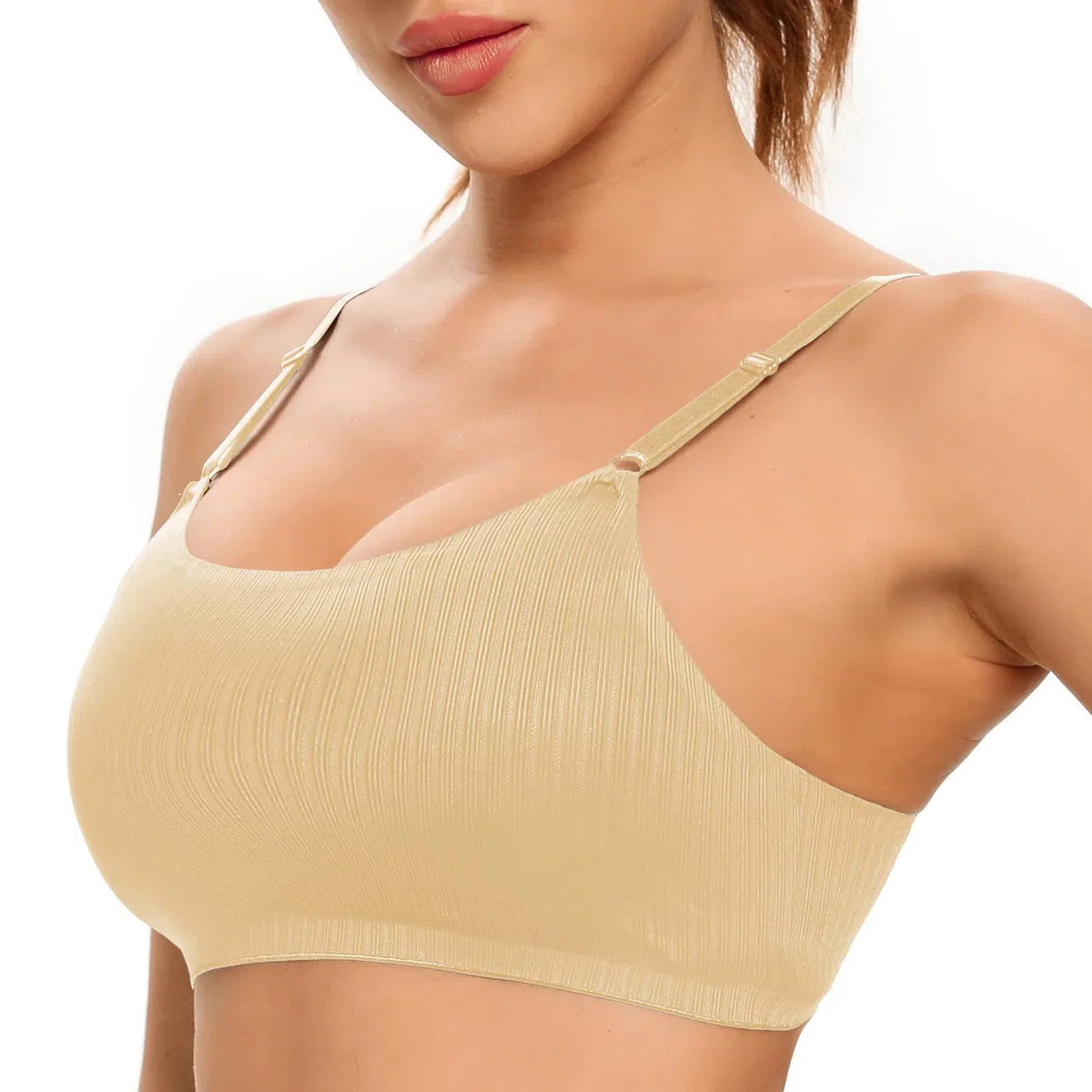 SHEKINI Canotta Donna Reggiseni da Donna Reggiseno Sportivo Imbottito Rimovibile Senza Ferretto Non Regolabile Spalline Pad Rimovibile Bra Push-up Yoga Fitness