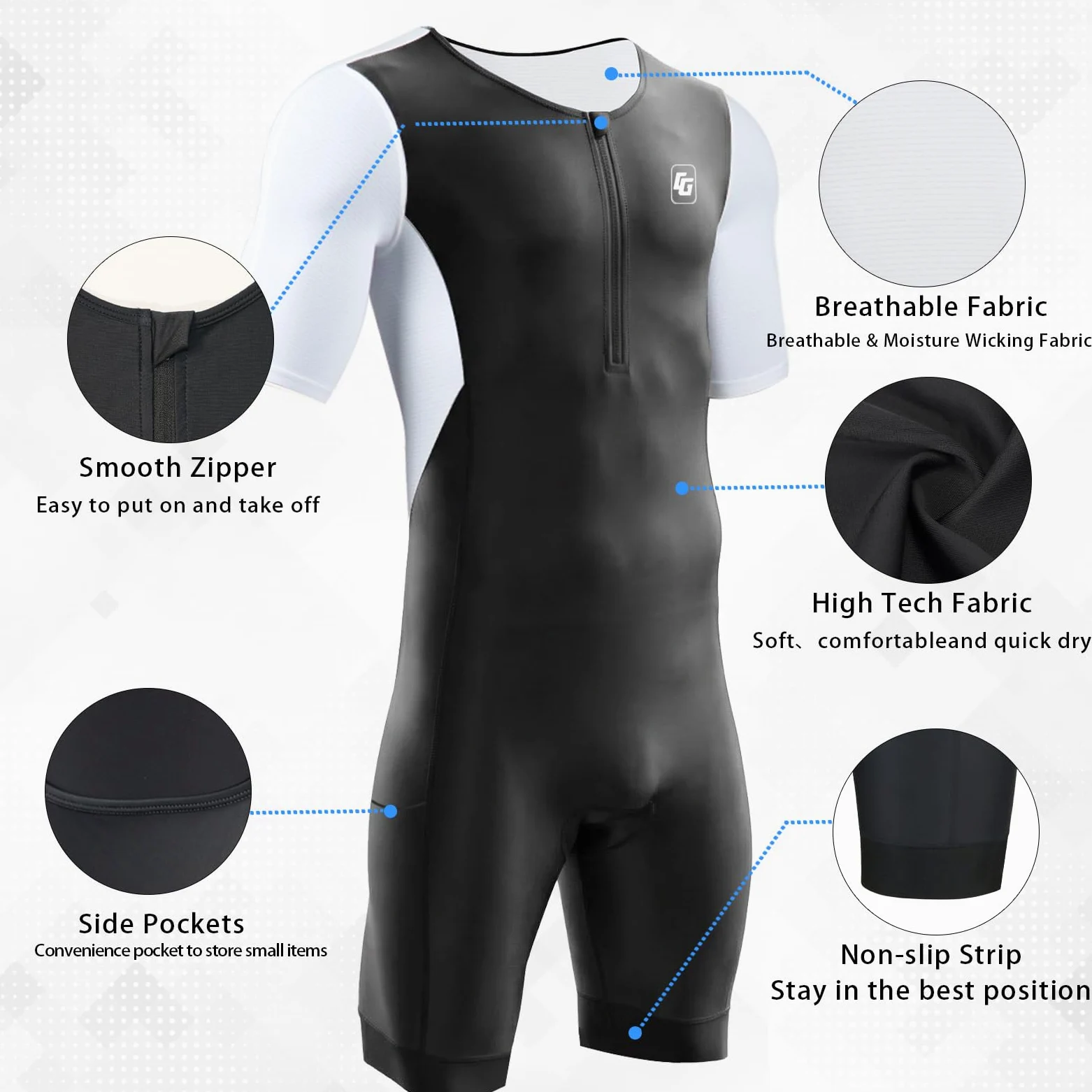 Tuta da triathlon da uomo, a maniche corte, ideale per Ironman Racing Tri Suit