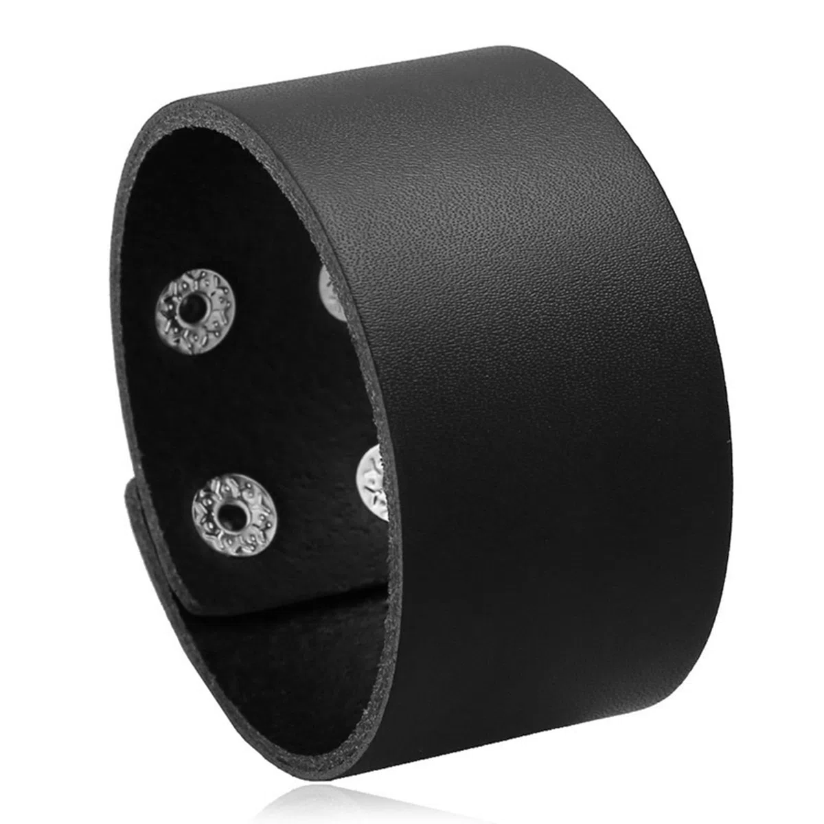 Bracciale Uomo Pelle, Polsino Largo Regolabile Stile Vintage, Fascia Protezione Polso Retrò Nero per Feste, Costumi Halloween, Regalo per Ragazzi Padri