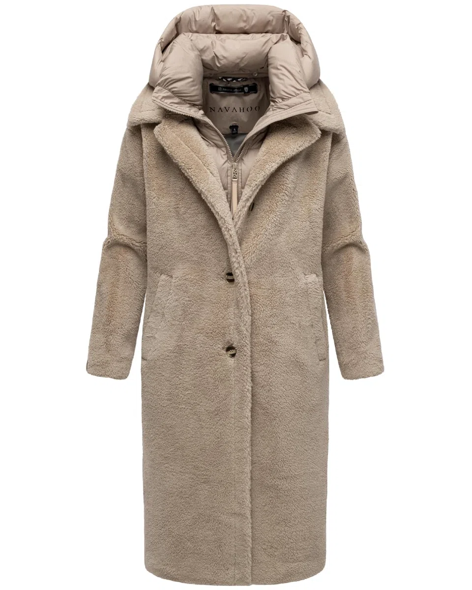 Navahoo Cappotto caldo da donna in pile Teddy con inserto rimovibile e trapuntato, Teddyzauber 14 XS-3XL