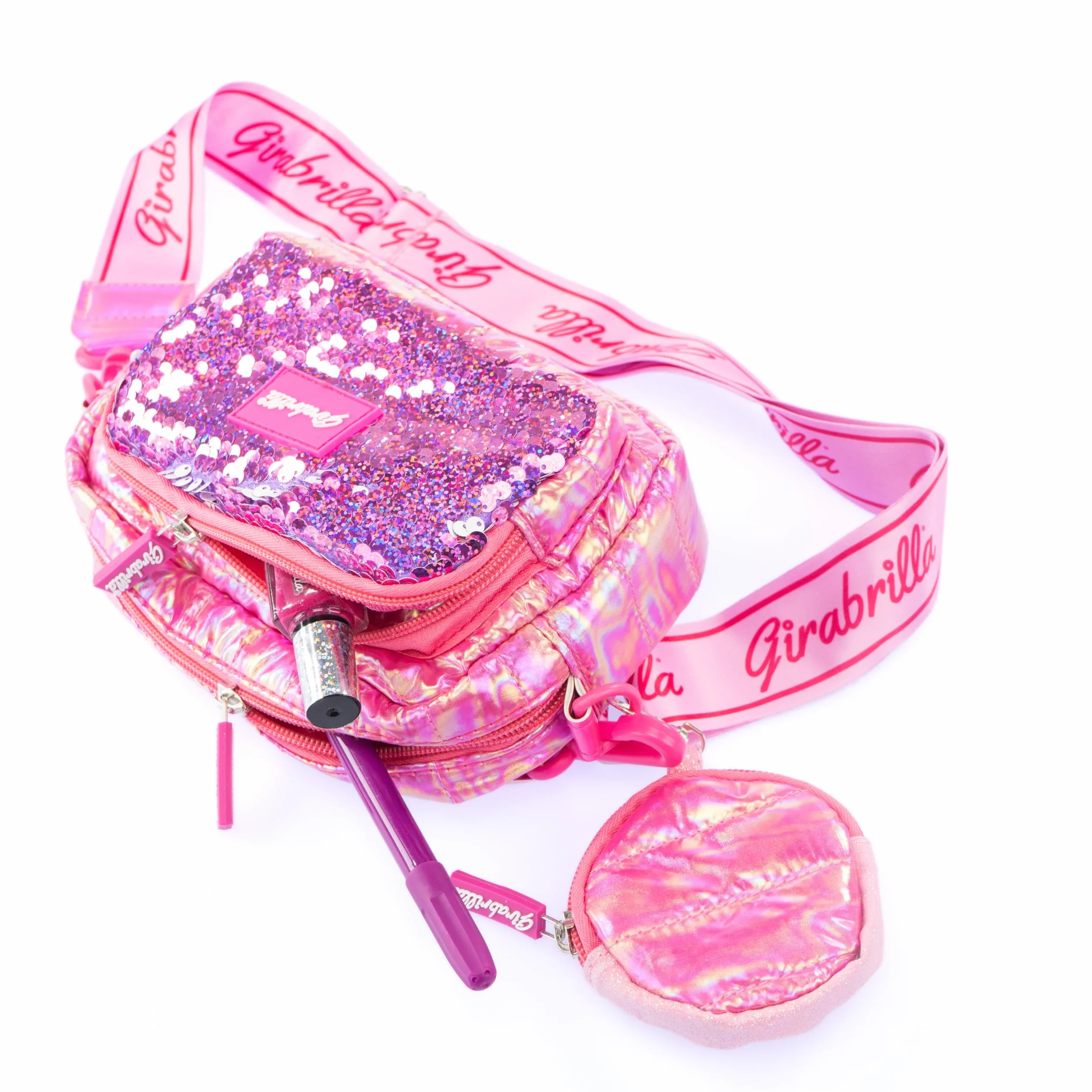 Girabrilla Nice Group Puffer Borsa Pochette, 1 Borsetta a tracolla Magenta con Porta Monete per bambine