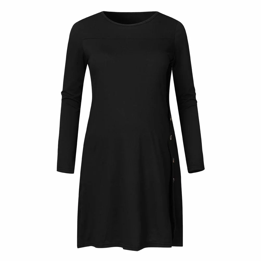 Maglia a maniche lunghe da donna, camicia premaman per gravidanza, a maniche lunghe, tinta unita, con bottoni, per