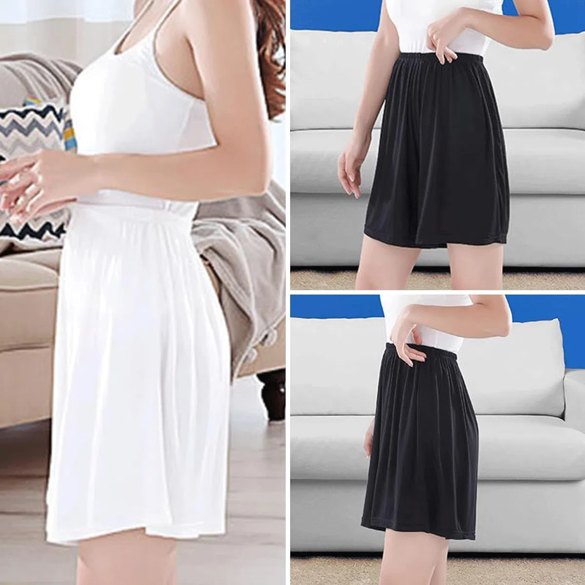 Confezione da 3 pantaloncini culotte da donna moderni in spandex nudo a metà slip per sotto i vestiti XL