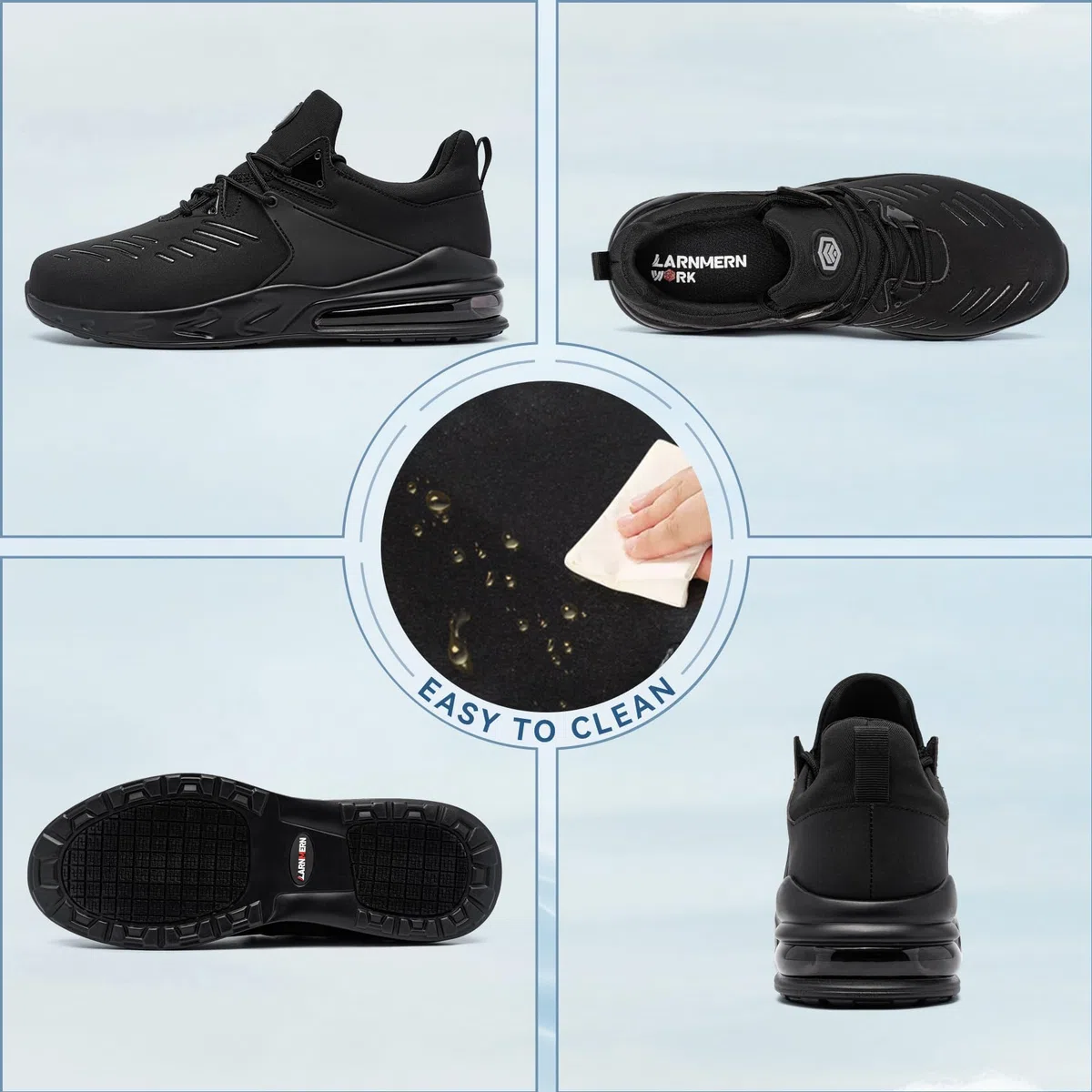 LARNMERN PLUS Scarpe Antinfortunistiche Uomo Donna SRC Antiscivolo Cucina Scarpe da Lavoro Punta in Acciaio Leggere Traspiranti Comode