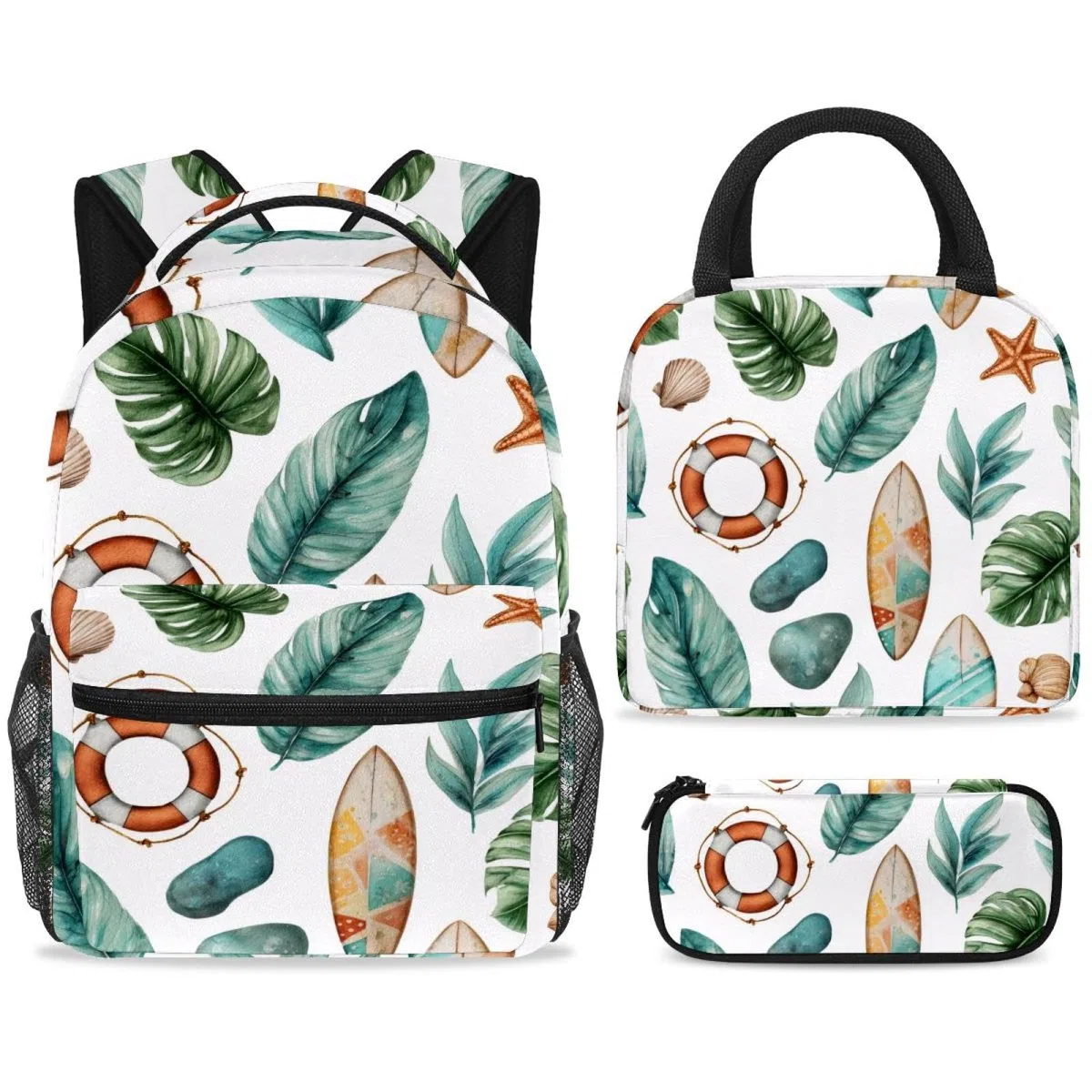 Set di zaino per la scuola con borsa per il pranzo e astuccio, set da 3 pezzi, zaino da viaggio, zaino casual per adolescenti, ragazze, ragazzi, primaria, junior, mezzo, estate, vacanze