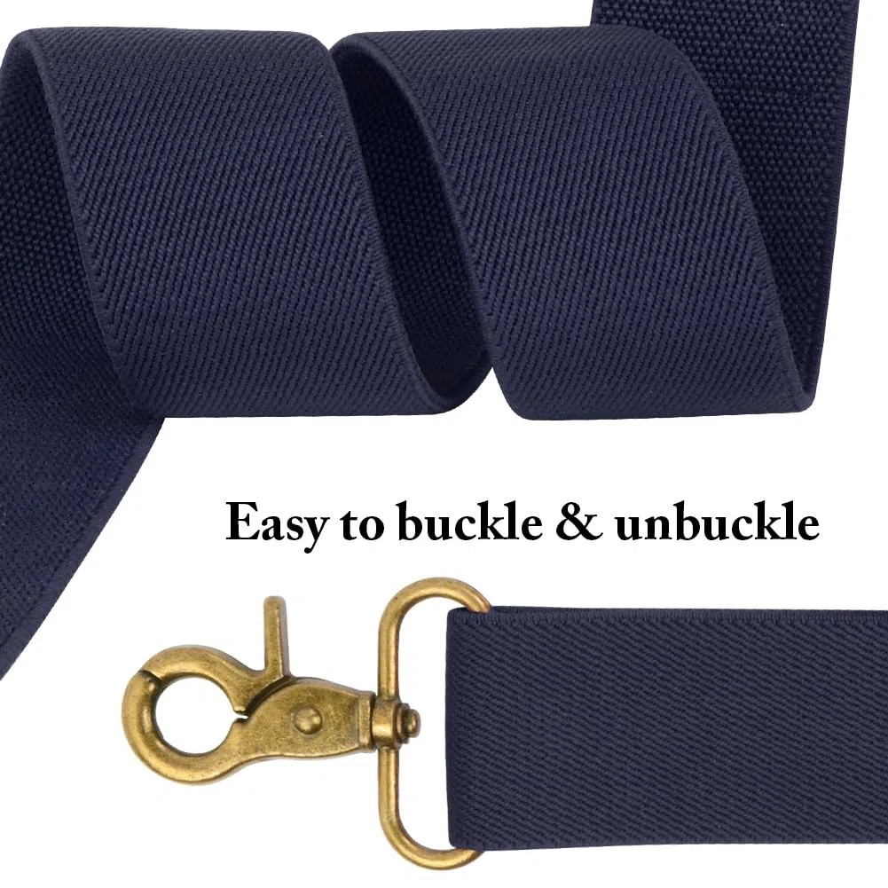 DiULi Bretelle per Uomo, 3,5 CM Bretelle Elastiche X-Back con 4 Moschettoni Girevoli per Carichi Pesanti, Bretelle da Donna e da Uomo Regolabili, per Costume Tuxedo Abito Jeans