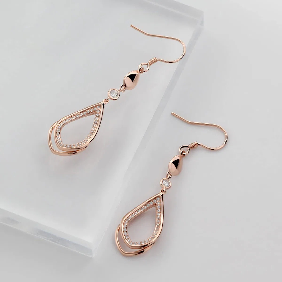 Meissa Orecchini Donna Pendenti Lunghi Argento 925 Orecchini Dorati Piercing Cerchio Piccoli con Pendenti Pietra Gioielleria Donna Regalo Sposa Moglie Anniversario (oro rosa)