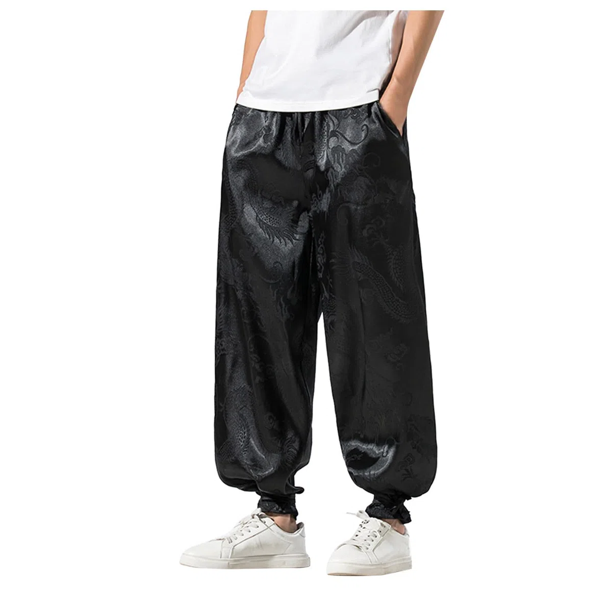 Pantaloni da jogging da uomo, solidi, pantaloni sportivi a gamba larga, Hip Hop Streetwear Baggy, alla moda, tinta unita, versatili, pantaloni chino da uomo, vestibilità normale, semplicità