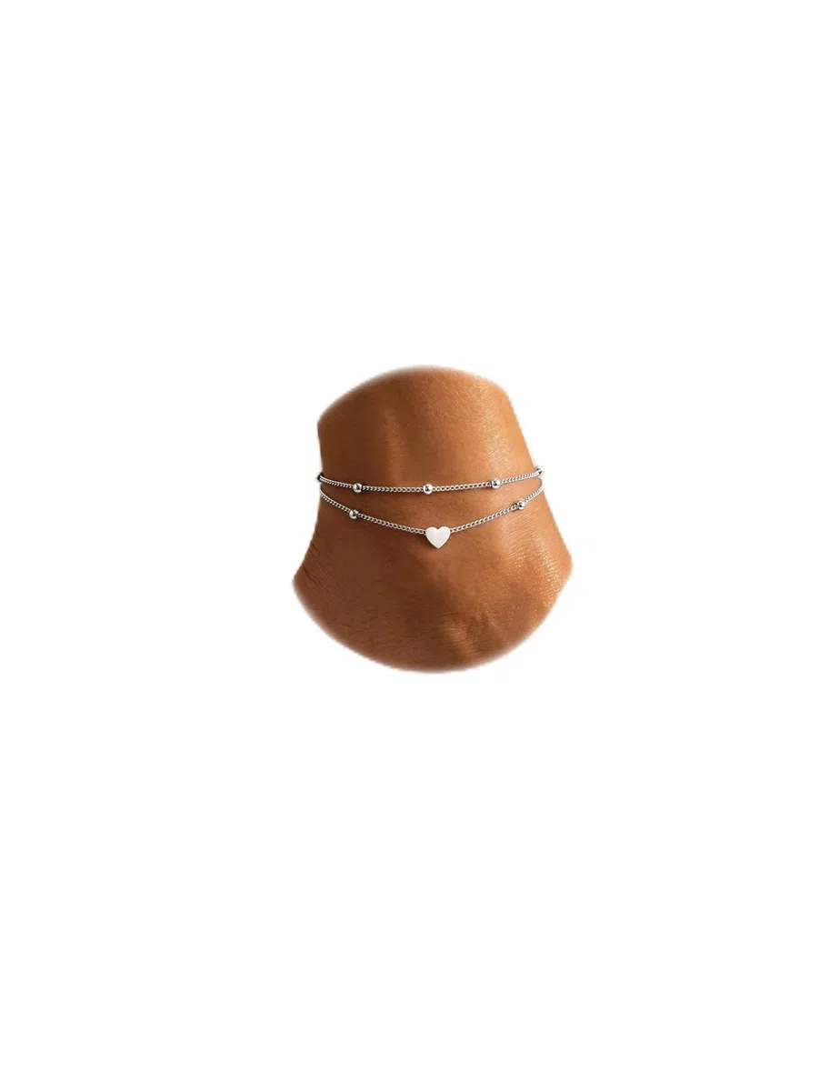 JeweBella 18K Oro Cavigliera Donna Acciaio Inossidabile con Cuore Perline Cavigliera Donna Argento Oro Cavigliera Regolabile Idea Regalo per Donne e Ragazze