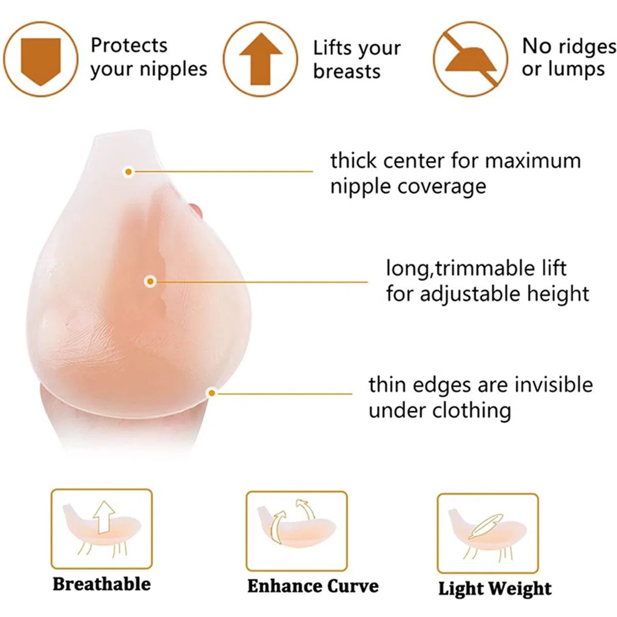 Reggiseno Adesivo in Silicone Nipple Cover Push Up Invisibile Donna Copricapezzoli Basic Autoadesiva Riutilizzabili Coppa Senza Spalline Imbottito Pasta per Seno Abito Costumi da Bagno #i403A