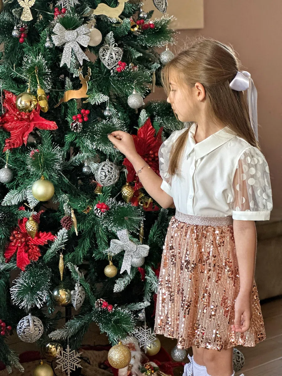 Rolanko Gonna con paillettes elastica in vita glitterata con fodera scintillante gonne scintillanti per bambini da ballo per bambini 5-12 anni