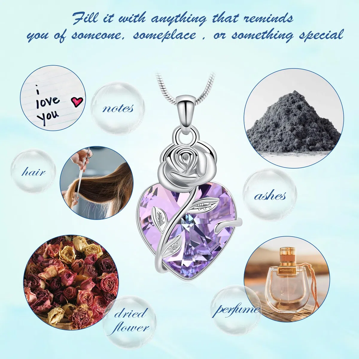 Gioielli per cremazione a forma di cuore, urna di nascita, collana per cenere, in acciaio inox, per cenere, ricordi, ceneri umani, urne