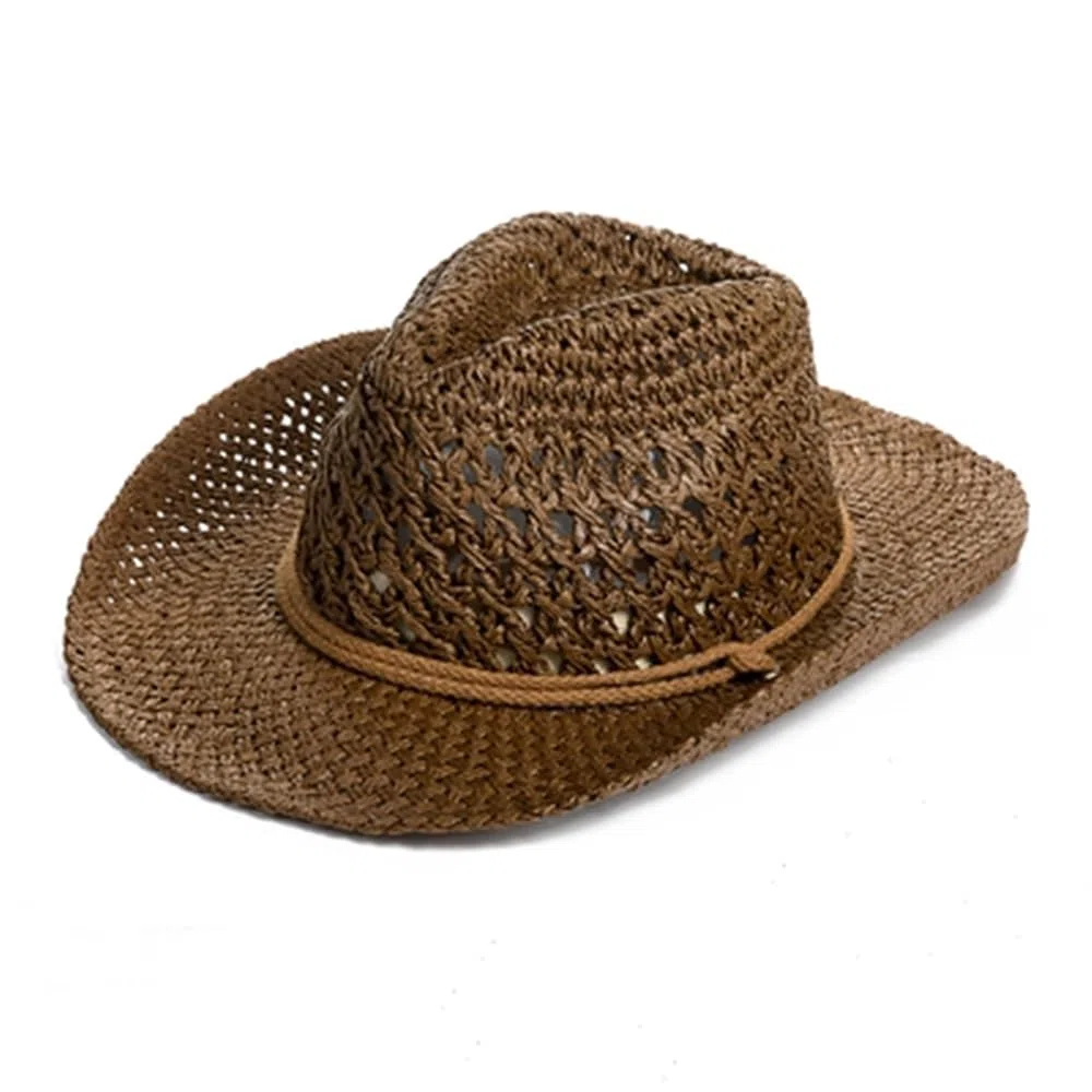 Cappello di Paglia da Donna Cappello da Cavaliere con Coulisse in Paglia Intrecciata retrò per attività All'aperto