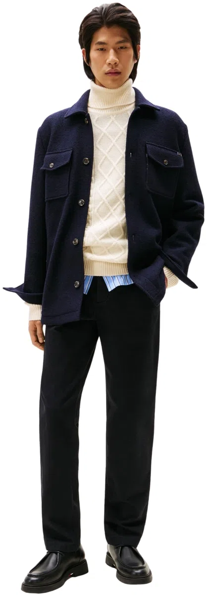 Tommy Hilfiger Uomo Pantaloni Chino Brushed Melange Denton Straight Fit