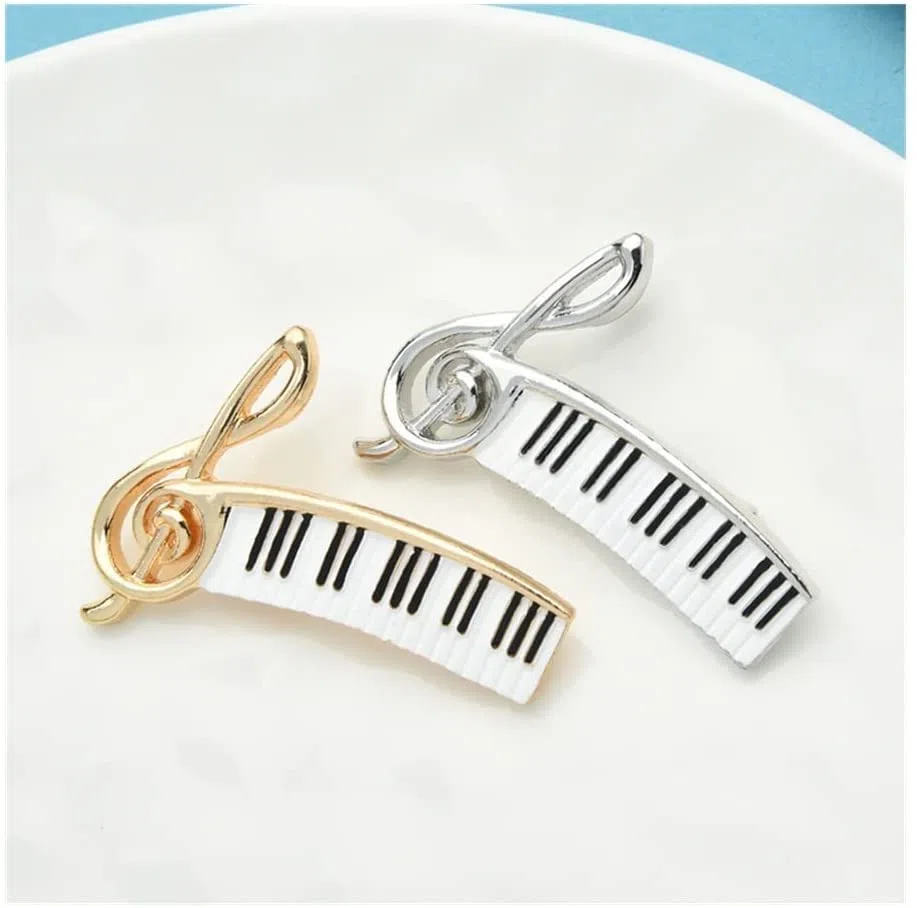 LNNSHX Spilla da Donna in Metallo smaltato Nota Musicale Spilla Tasti di Pianoforte Spille per Donna Uomo Gioielli musican accessoeris