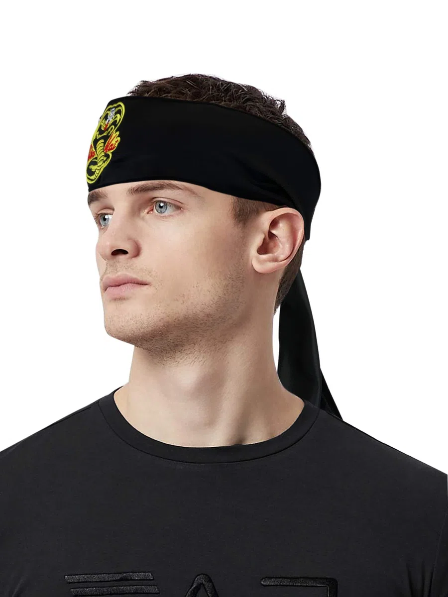 thecostumebase Sciarpa nera Cobra Kai con fascia per capelli Karate Kid
