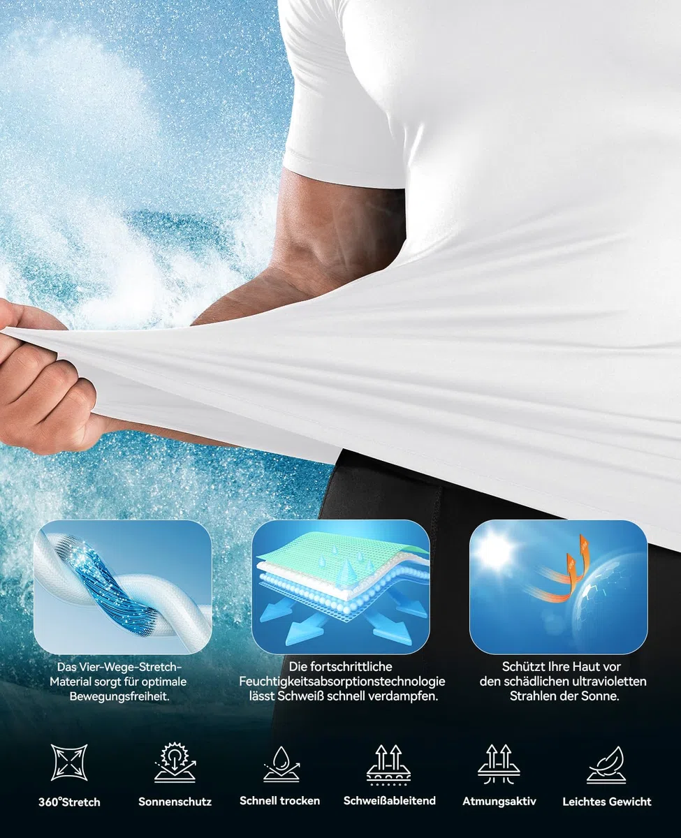 Niksa 1/2/3 pezzi, maglietta funzionale da uomo, a compressione, a maniche corte, sportiva, girocollo, traspirante, per corsa, allenamento, fitness