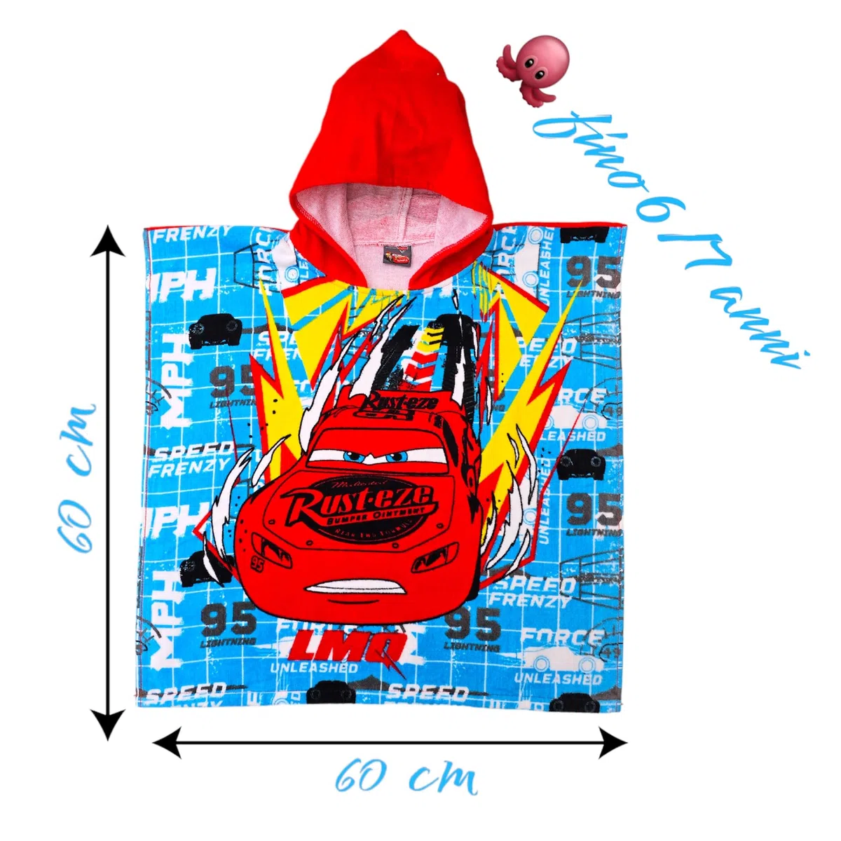 Ellepi accappatoio mare poncho bambino Disney bambina spugna cotone Minnie Topolino Sirenetta Cars Stitch